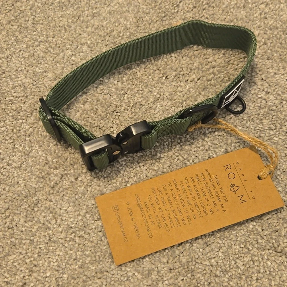 ROAM Green and Black Belt Durable Nylon Dog Collar